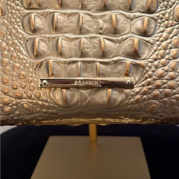 Brahmin Gold Metallic Crocodile Embossed Anywhere Tote - Picture 9 of 16